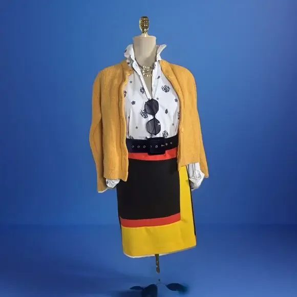 Retro Mod Colorblock Mini Skirt | Y2k Office | Secretary Chic | 60s Vibe Preppy - Picture 2 of 9